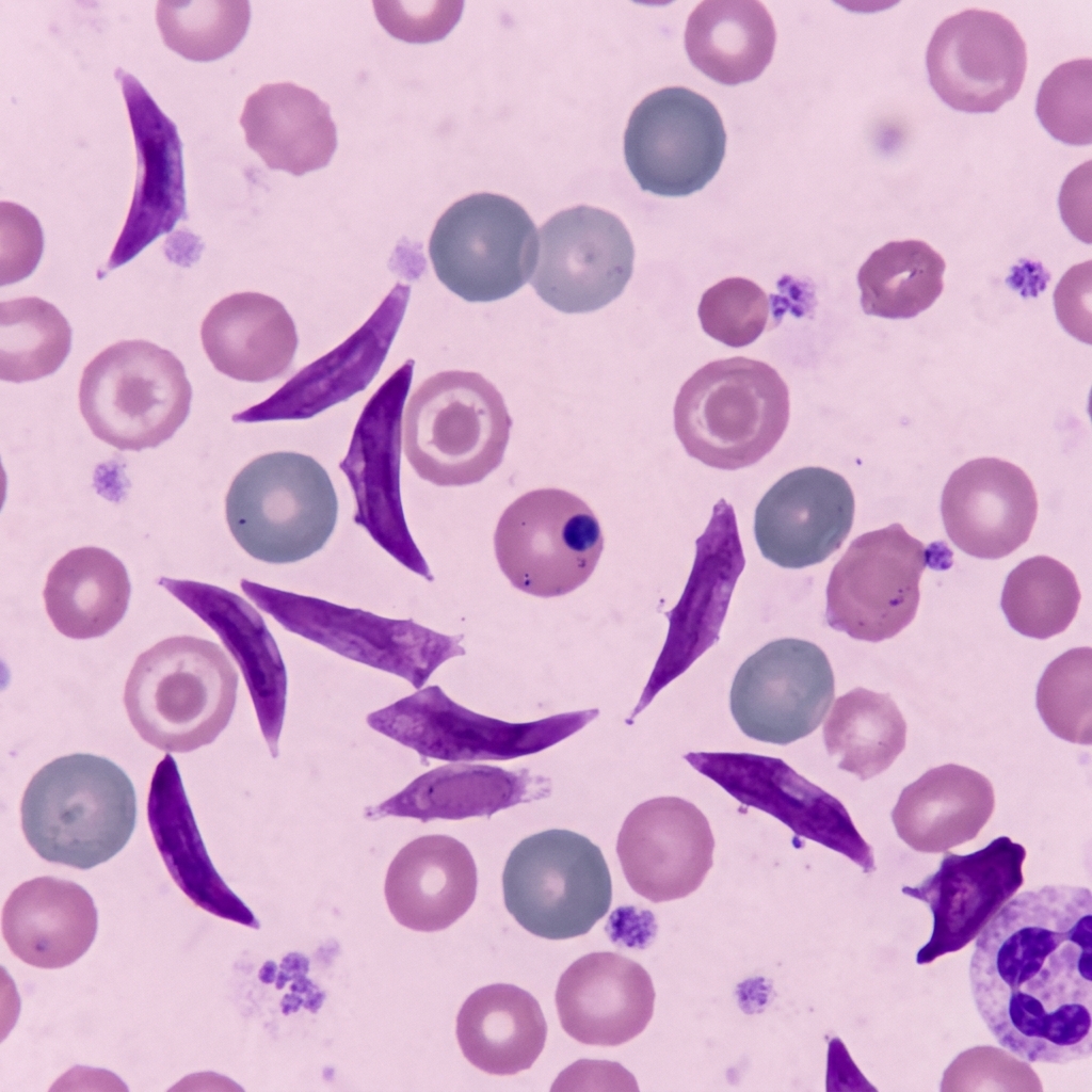 Sickle cells drepanocytes crescentic erythrocytes in sickle cell anemia