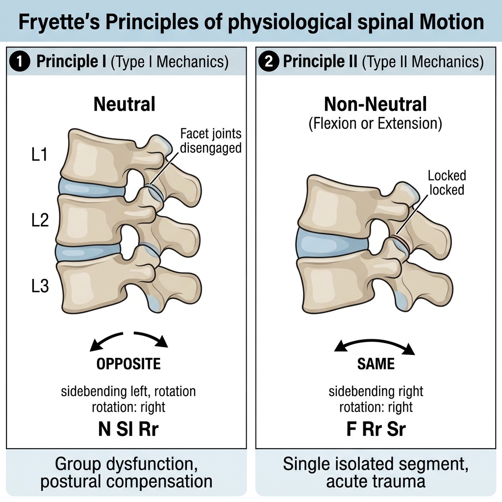 Lumbar Spine Fryette Type I and Type II Biomechanics
