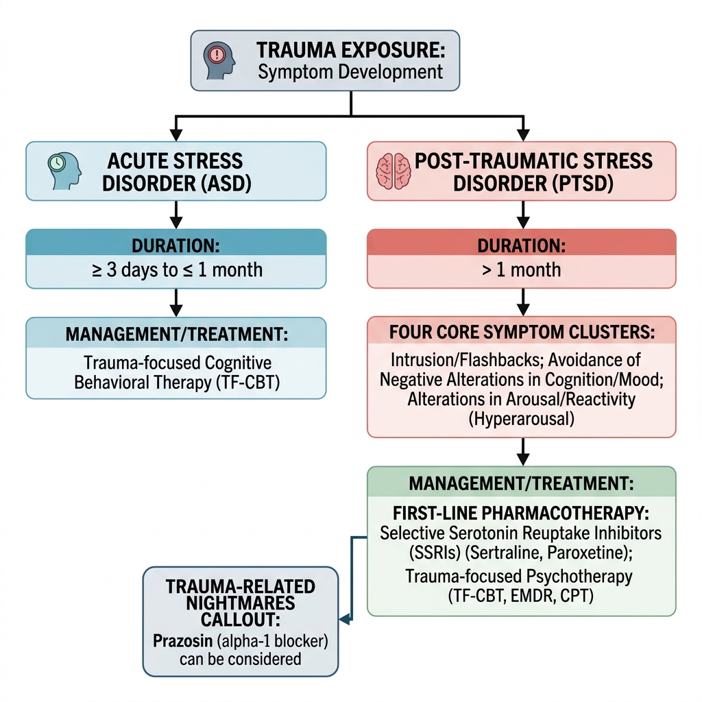 Acute Stress Disorder vs PTSD Diagnostic Algorithm