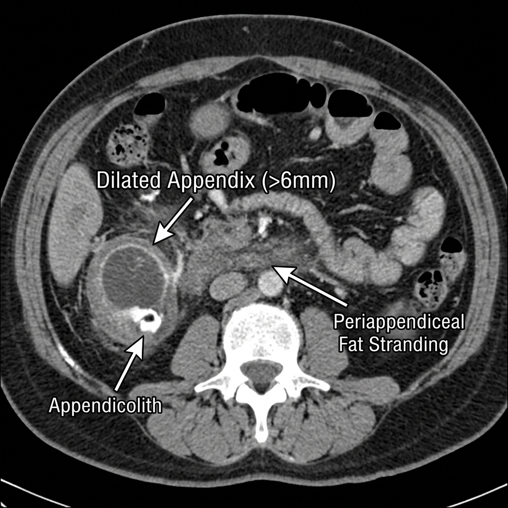 Acute Appendicitis on Contrast-Enhanced Abdominal CT