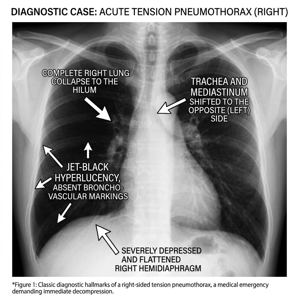Tension Pneumothorax on Chest Radiograph