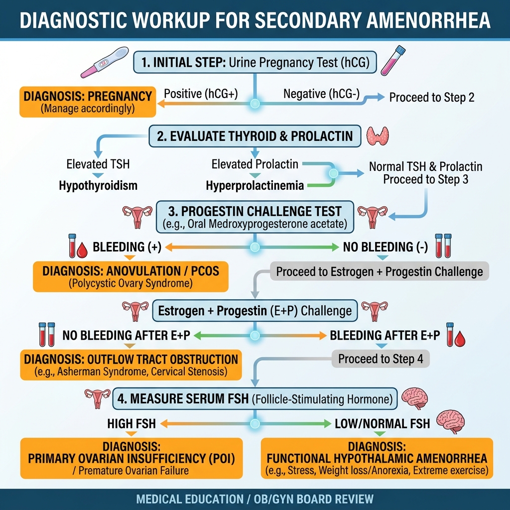 Secondary Amenorrhea Diagnostic Workup Algorithm